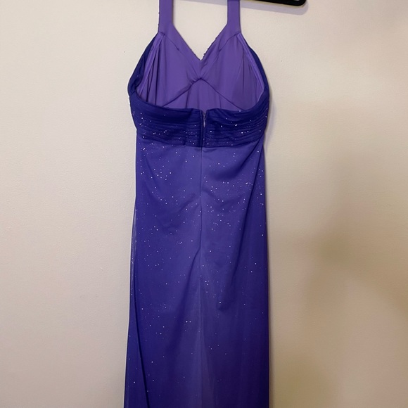 Purple Sparkle Backless Gown with Beaded Neck - Picture 6 of 7
